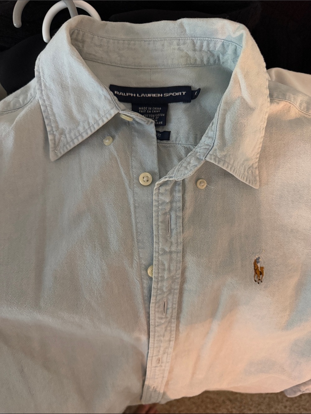 Ralph Lauren Womens Light Blue denim Button-Down Shirt skinny fit